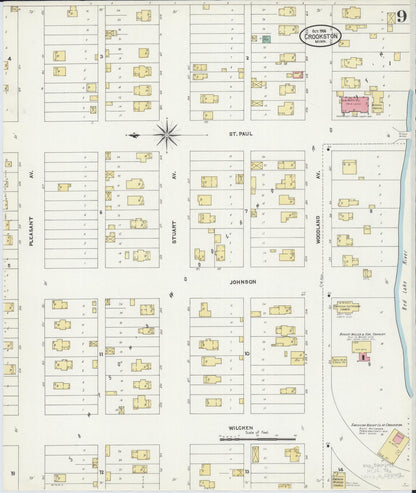 Sanborn Fire Insurance Map from Crookston, Polk County, Minnesota (1906), Sheet #0009 - Historic Sanborn Fire Insurance Map Print, vintage old map wall art, antique decor, genealogy gift, Minnesota Minnesota map