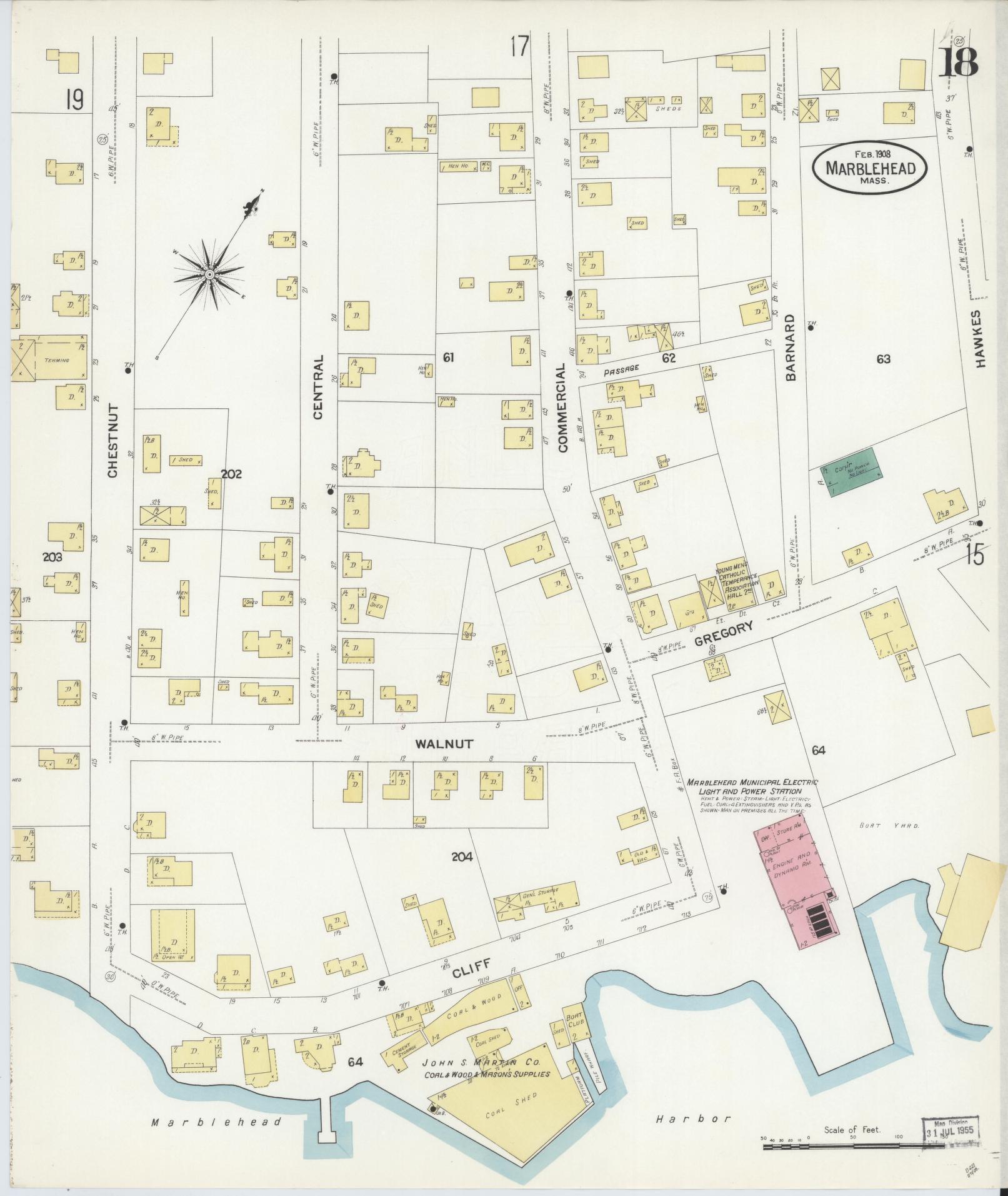 Sanborn Fire Insurance Map from Marblehead, Essex County, Massachusetts (1908), Sheet #0018 - Complete Map Set gallery image, historic Sanborn map, vintage wall art, Massachusetts Massachusetts