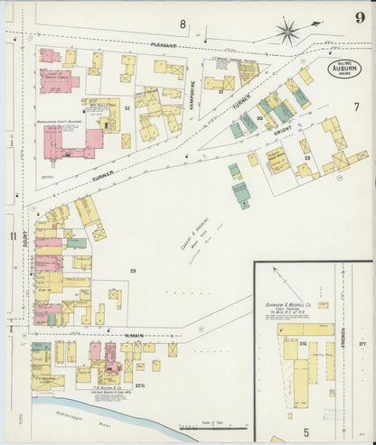 Sanborn Fire Insurance Map from Auburn, Androscoggin County, Maine (1902), Sheet #0009 - Complete Map Set gallery image, historic Sanborn map, vintage wall art, Maine Maine