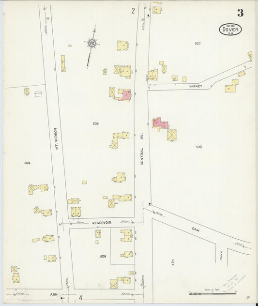 Sanborn Fire Insurance Map from Dover, Strafford County, New Hampshire (1912), Sheet #0003 - Historic Sanborn Fire Insurance Map Print, vintage old map wall art, antique decor, genealogy gift, New Hampshire New Hampshire map