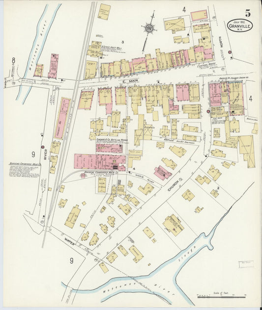 Sanborn Fire Insurance Map from Granville, Washington County, New York (1912), Sheet #0005 - Historic Sanborn Fire Insurance Map Print, vintage old map wall art, antique decor, genealogy gift, New York New York map