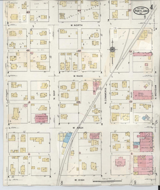 Sanborn Fire Insurance Map from Portland, Jay County, Indiana (1946), Sheet #0004 - Historic Sanborn Fire Insurance Map Print, vintage old map wall art, antique decor, genealogy gift, Indiana Indiana map