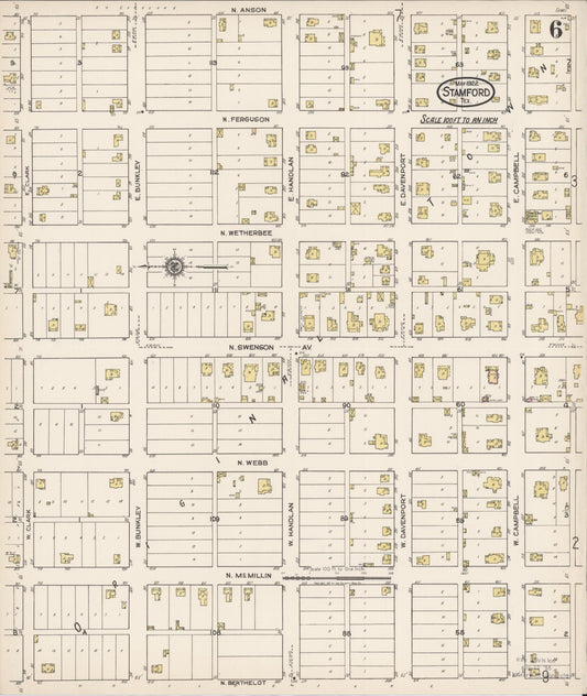 Sanborn Fire Insurance Map from Stamford, Jones County, Texas (1922), Sheet #0006 - Historic Sanborn Fire Insurance Map Print, vintage old map wall art, antique decor, genealogy gift, Texas Texas map