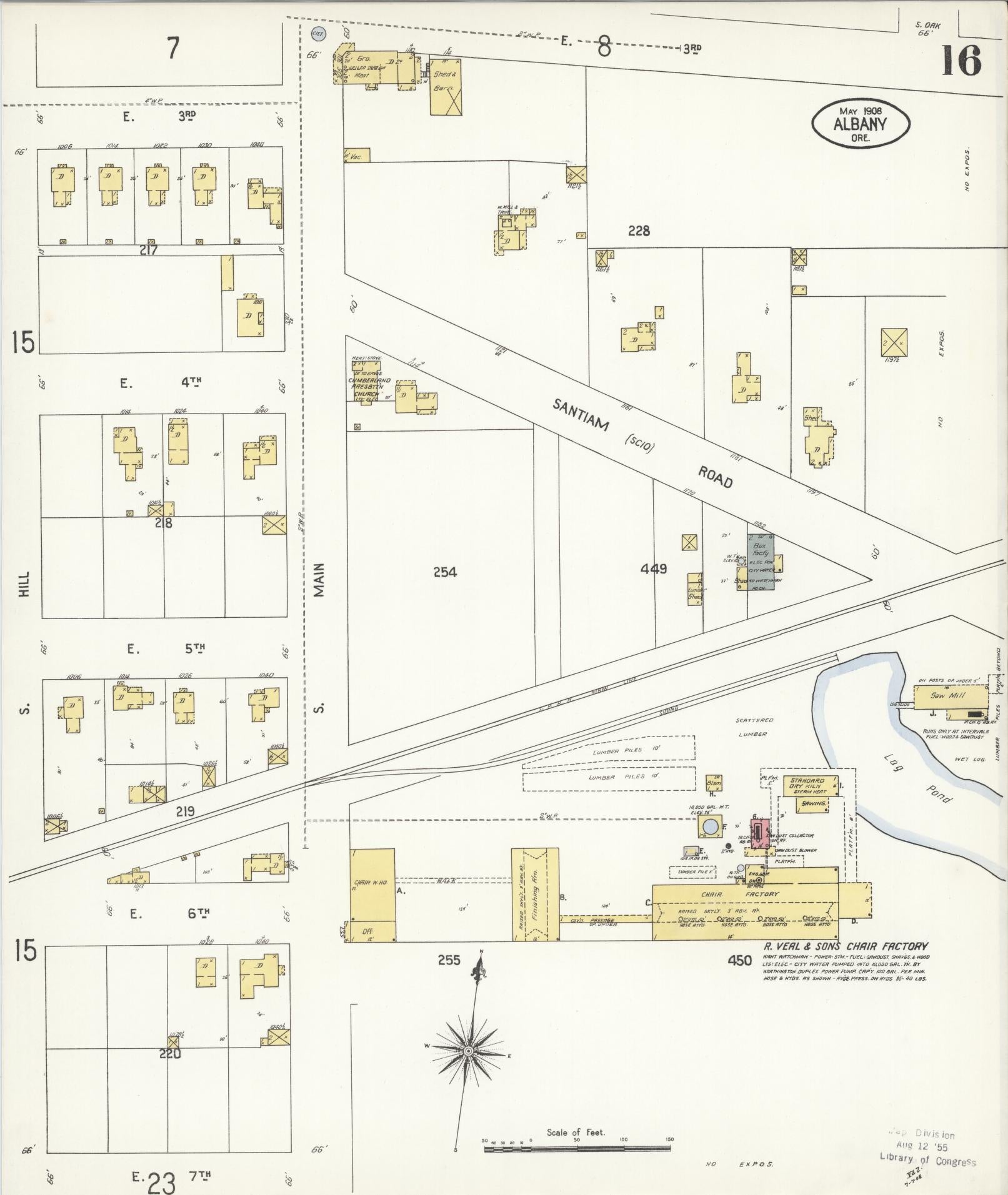 Sanborn Fire Insurance Map from Albany, Linn County, Oregon (1908), Sheet #0016 - Complete Map Set gallery image, historic Sanborn map, vintage wall art, Oregon Oregon