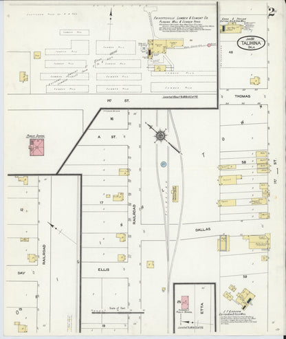 Sanborn Fire Insurance Map from Talihina, Le Flore County, Oklahoma (1911), Sheet #0002 - Complete Map Set gallery image, historic Sanborn map, vintage wall art, Oklahoma Oklahoma