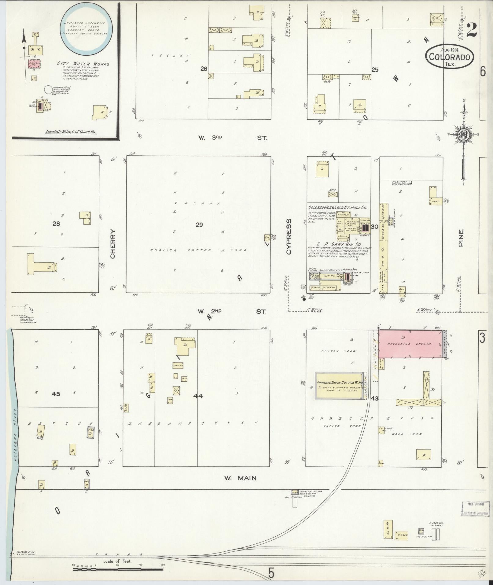 Sanborn Fire Insurance Map from Colorado, Mitchell County, Texas (1914), Sheet #0002 - Historic Sanborn Fire Insurance Map Print, vintage old map wall art, antique decor, genealogy gift, Texas Texas map