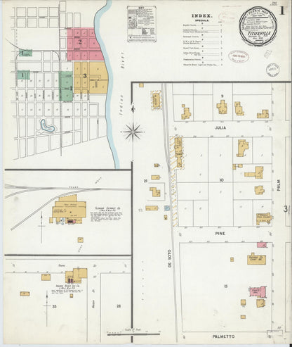 Sanborn Fire Insurance Map from Titusville, Brevard County, Florida (1899), Sheet #0001 - Complete Map Set gallery image, historic Sanborn map, vintage wall art, Florida Florida