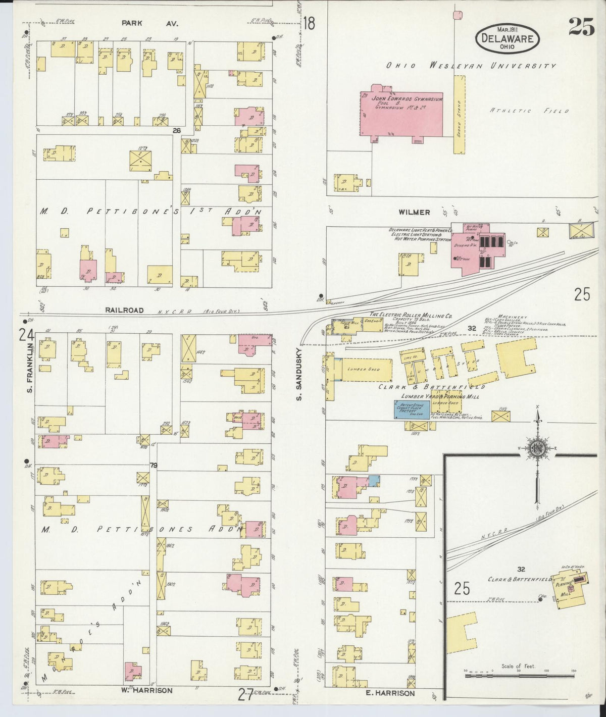 Sanborn Fire Insurance Map from Delaware, Delaware County, Ohio (1911), Sheet #0025 - Complete Map Set gallery image, historic Sanborn map, vintage wall art, Sanborn Fire Insurance Map from Delaware Delaware