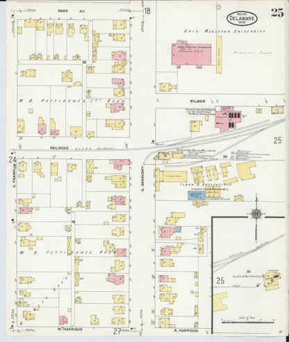 Sanborn Fire Insurance Map from Delaware, Delaware County, Ohio (1911), Sheet #0025 - Complete Map Set gallery image, historic Sanborn map, vintage wall art, Sanborn Fire Insurance Map from Delaware Delaware