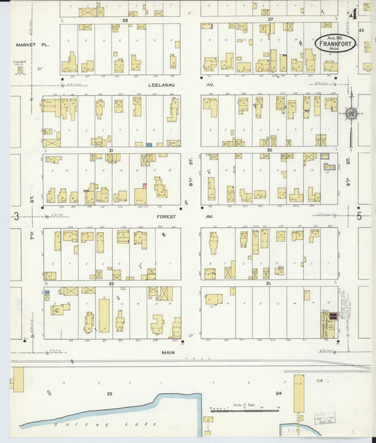Sanborn Fire Insurance Map from Frankfort, Benzie County, Michigan (1911), Sheet #0004 - Historic Sanborn Fire Insurance Map Print, vintage old map wall art, antique decor, genealogy gift, Michigan Michigan map