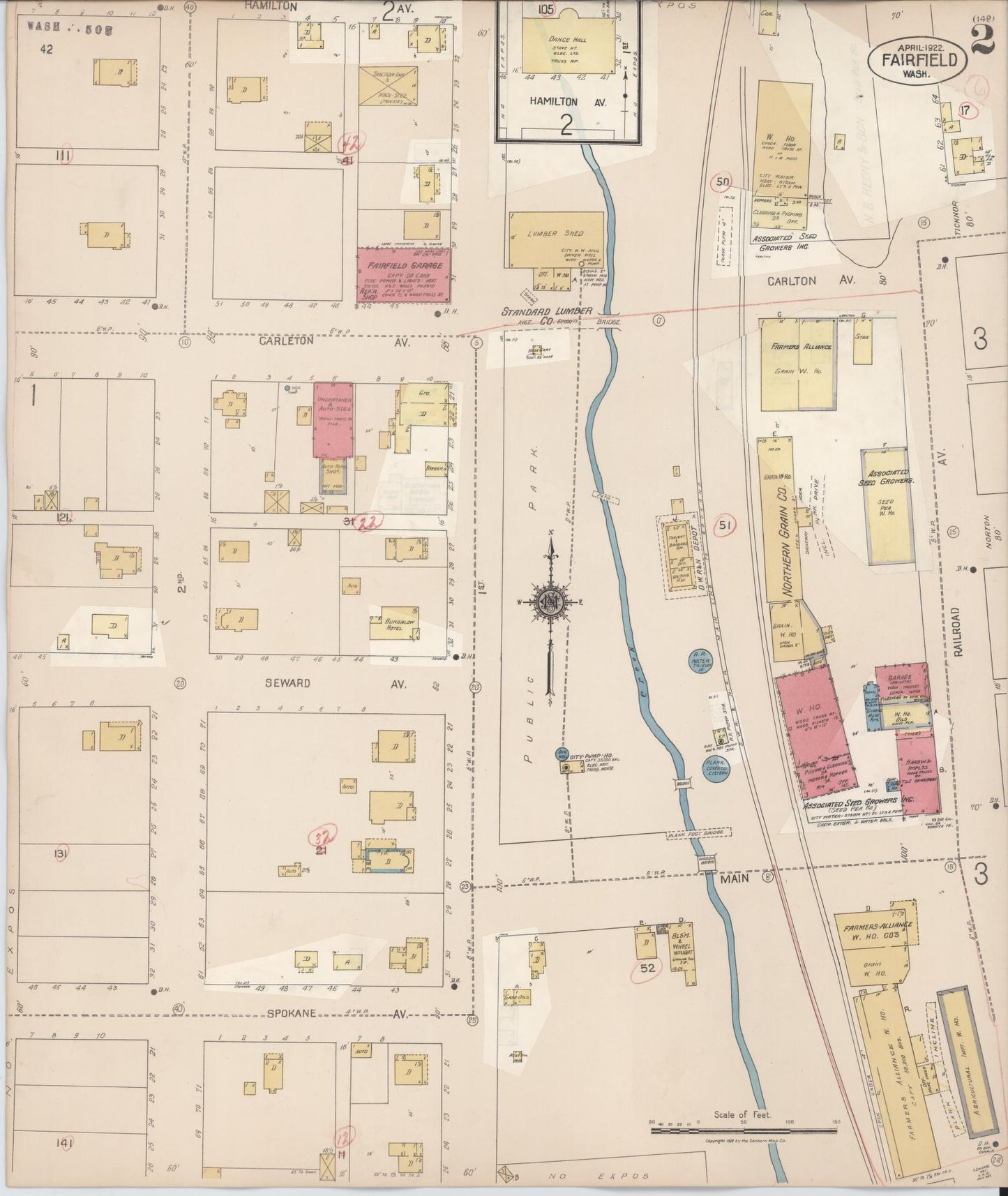 Sanborn Fire Insurance Map from Fairfield, Spokane County, Washington (1928), Sheet #0002 - Complete Map Set gallery image, historic Sanborn map, vintage wall art, Washington Washington