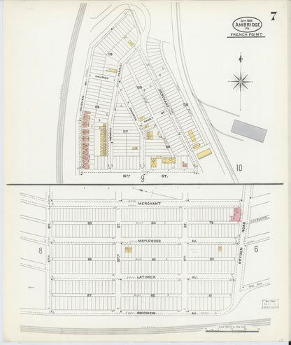 Sanborn Fire Insurance Map from Ambridge, Beaver County, Pennsylvania (1905), Sheet #0007 - Complete Map Set gallery image, historic Sanborn map, vintage wall art, Pennsylvania Pennsylvania