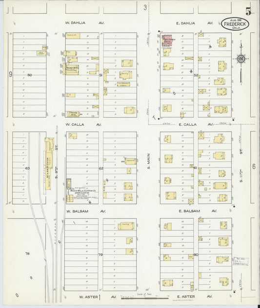 Sanborn Fire Insurance Map from Frederick, Tillman County, Oklahoma (1916), Sheet #0005 - Historic Sanborn Fire Insurance Map Print, vintage old map wall art, antique decor, genealogy gift, Oklahoma Oklahoma map