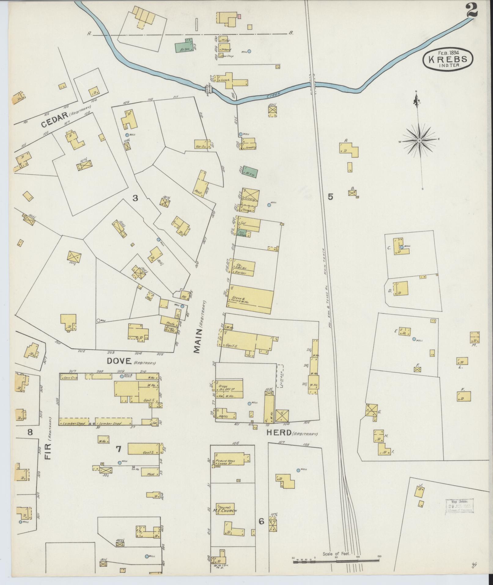 Sanborn Fire Insurance Map from Krebs, Pittsburg County, Oklahoma (1894), Sheet #0002 - Complete Map Set gallery image, historic Sanborn map, vintage wall art, Oklahoma Oklahoma