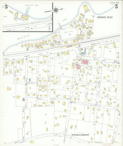 Sanborn Fire Insurance Map from Bourne, Barnstable County, Massachusetts (1941), Sheet #0005 - Historic Sanborn Fire Insurance Map Print, vintage old map wall art, antique decor, genealogy gift, Massachusetts Massachusetts map