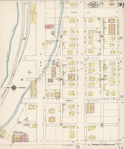 Sanborn Fire Insurance Map from Missoula, Missoula County, Montana (1912), Sheet #0030 - Complete Map Set gallery image, historic Sanborn map, vintage wall art, Montana Montana