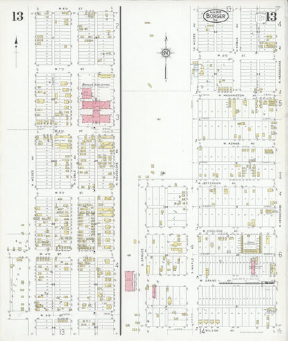 Sanborn Fire Insurance Map from Borger, Hutchinson County, Texas (1928), Sheet #0013 - Complete Map Set gallery image, historic Sanborn map, vintage wall art, Texas Texas