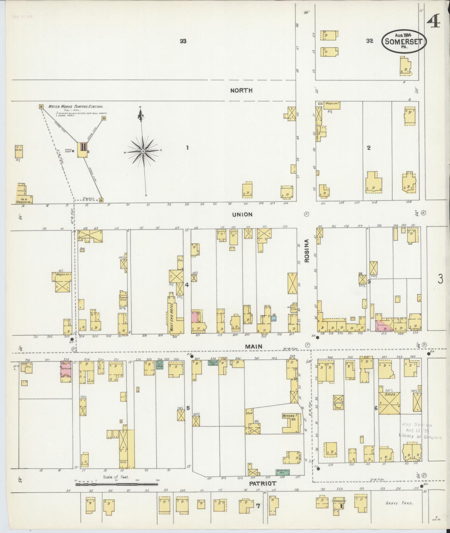 Sanborn Fire Insurance Map from Somerset, Somerset County, Pennsylvania (1904), Sheet #0004 - Complete Map Set gallery image, historic Sanborn map, vintage wall art, Pennsylvania Pennsylvania