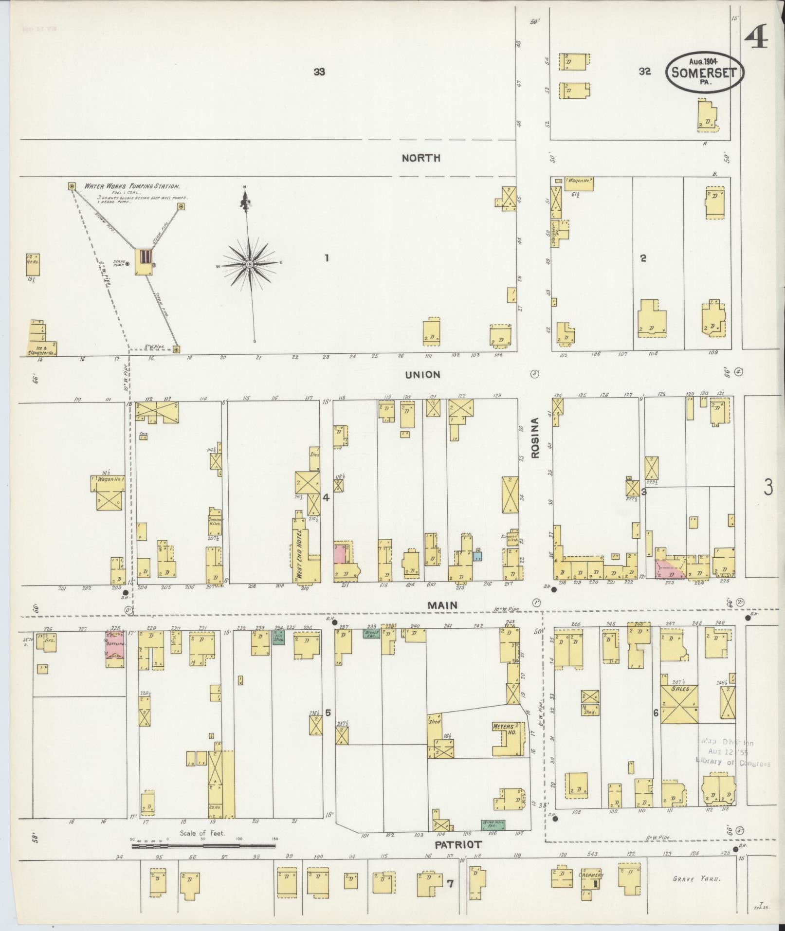 Sanborn Fire Insurance Map from Somerset, Somerset County, Pennsylvania (1904), Sheet #0004 - Complete Map Set gallery image, historic Sanborn map, vintage wall art, Pennsylvania Pennsylvania