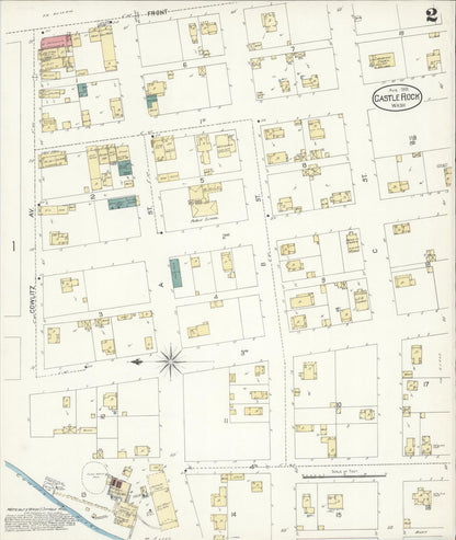 Sanborn Fire Insurance Map from Castle Rock, Cowlitz County, Washington (1901), Sheet #0002 - Complete Map Set gallery image, historic Sanborn map, vintage wall art, Washington Washington