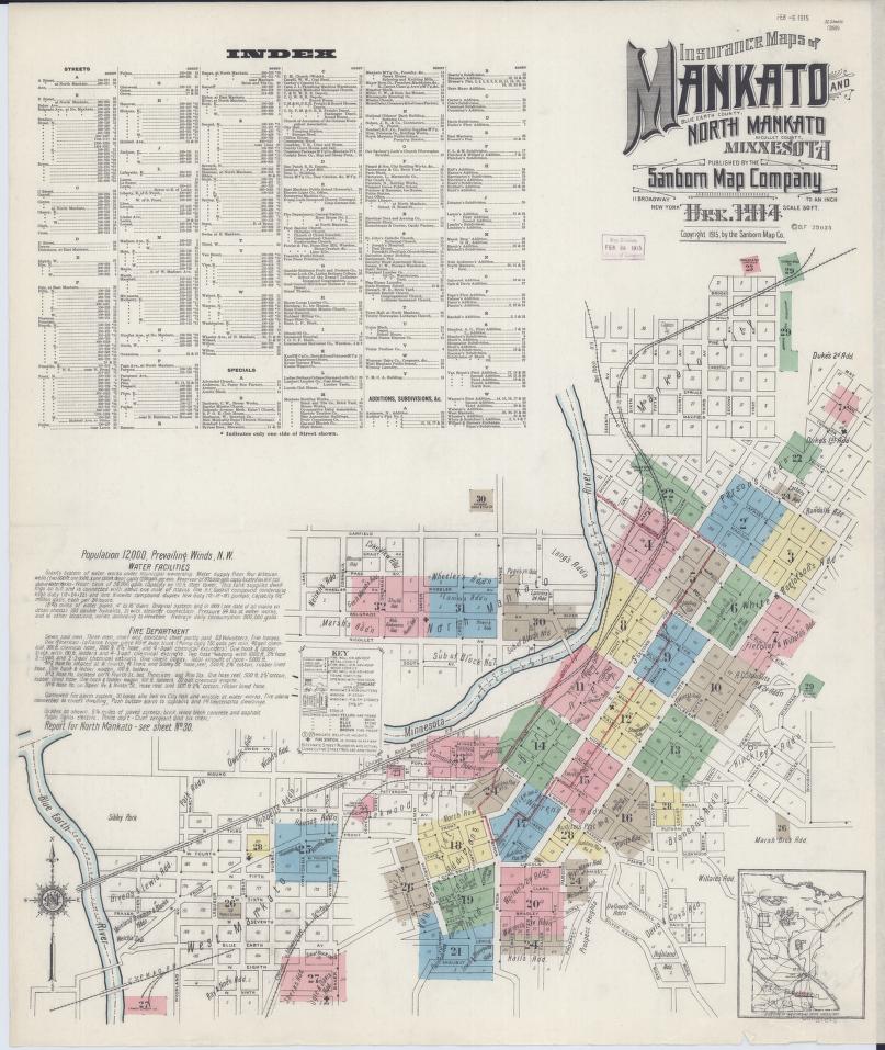 Sanborn Fire Insurance Map from Mankato, Blue Earth County, Minnesota. (1914) – Map View