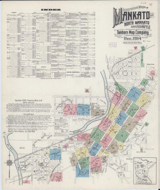 Sanborn Fire Insurance Map from Mankato, Blue Earth County, Minnesota. (1914) – Map View
