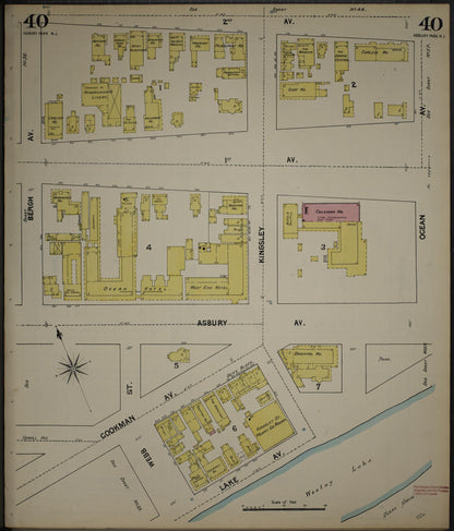 Sanborn Fire Insurance Map from New Jersey Coast, New Jersey Coast, New Jersey (1890), Sheet #0040 - Historic Sanborn Fire Insurance Map Print, vintage old map wall art, antique decor, genealogy gift, New Jersey Coast New Jersey map