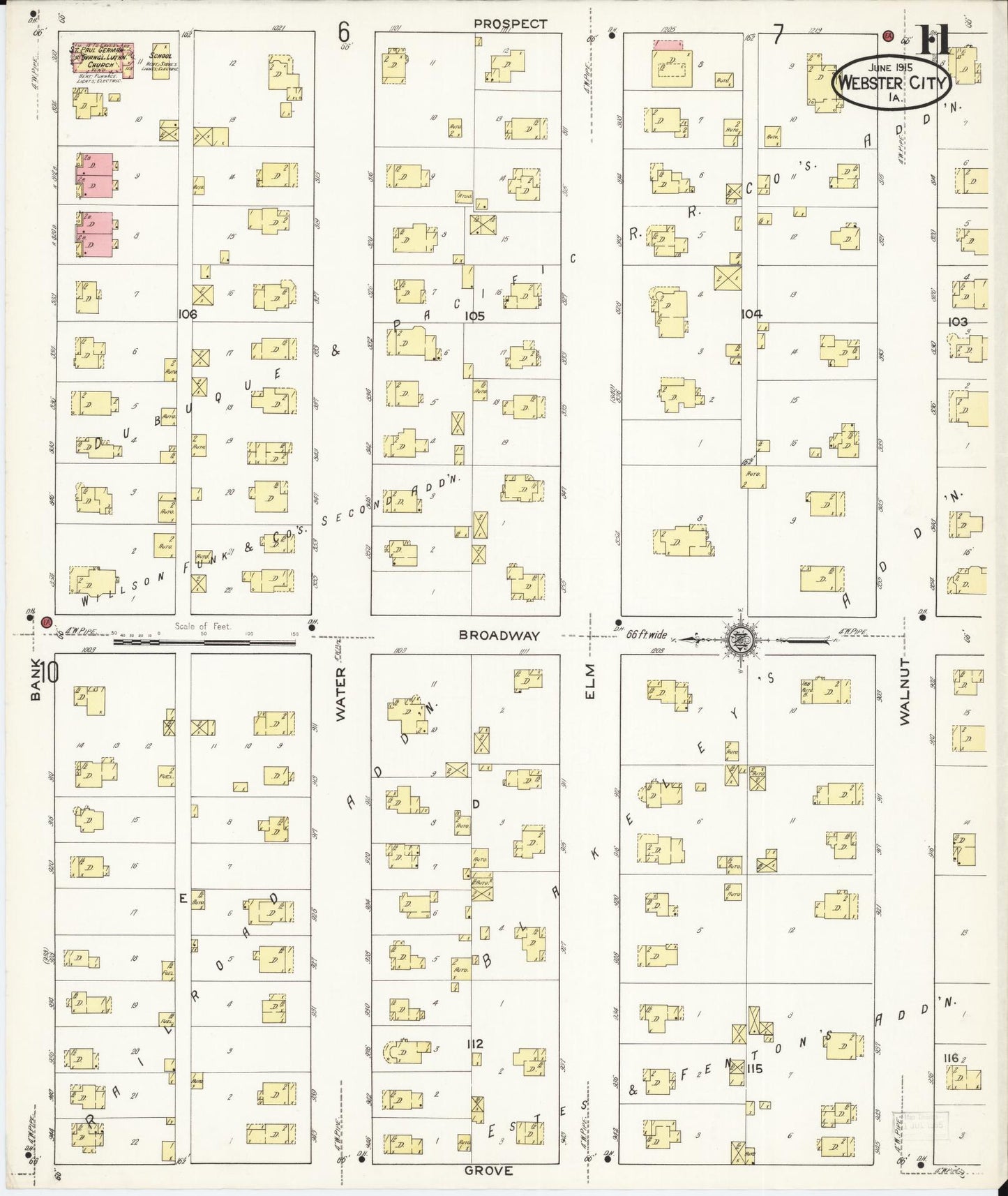 Sanborn Fire Insurance Map from Webster City, Hamilton County, Iowa (1915), Sheet #0011 - Historic Sanborn Fire Insurance Map Print, vintage old map wall art