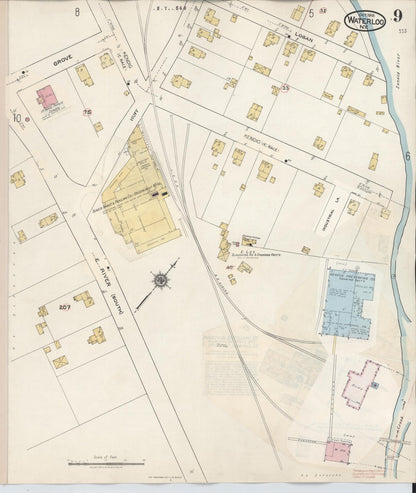 Sanborn Fire Insurance Map from Waterloo, Seneca County, New York (1948), Sheet #0009 - Complete Map Set gallery image, historic Sanborn map, vintage wall art, New York New York