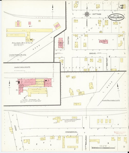 Sanborn Fire Insurance Map from Shellsburg, Benton County, Iowa (1913), Sheet #0002 - Historic Sanborn Fire Insurance Map Print, vintage old map wall art