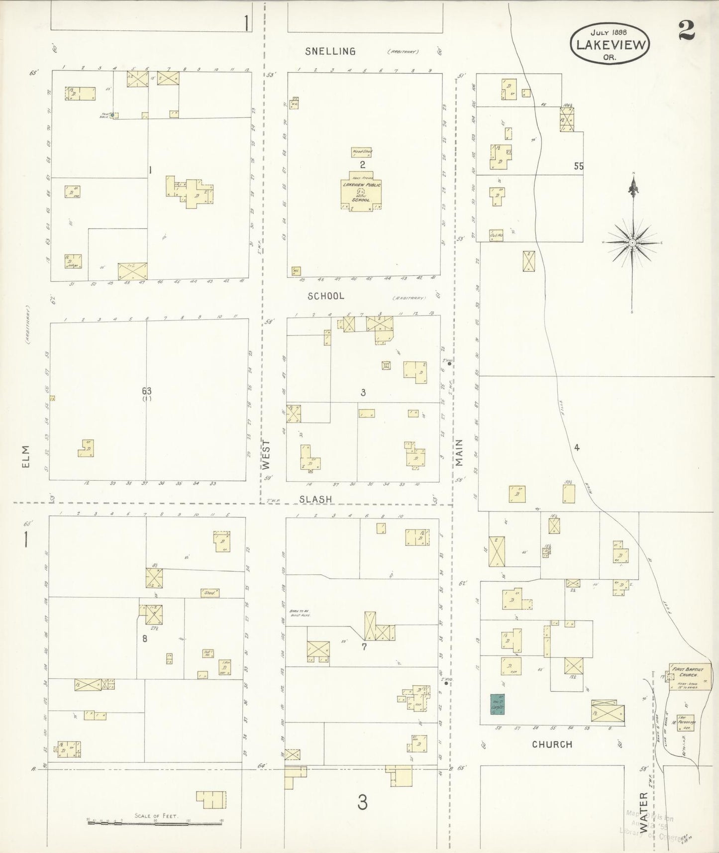 Sanborn Fire Insurance Map from Lakeview, Lake County, Oregon (1898), Sheet #0002 - Complete Map Set gallery image, historic Sanborn map, vintage wall art, Oregon Oregon
