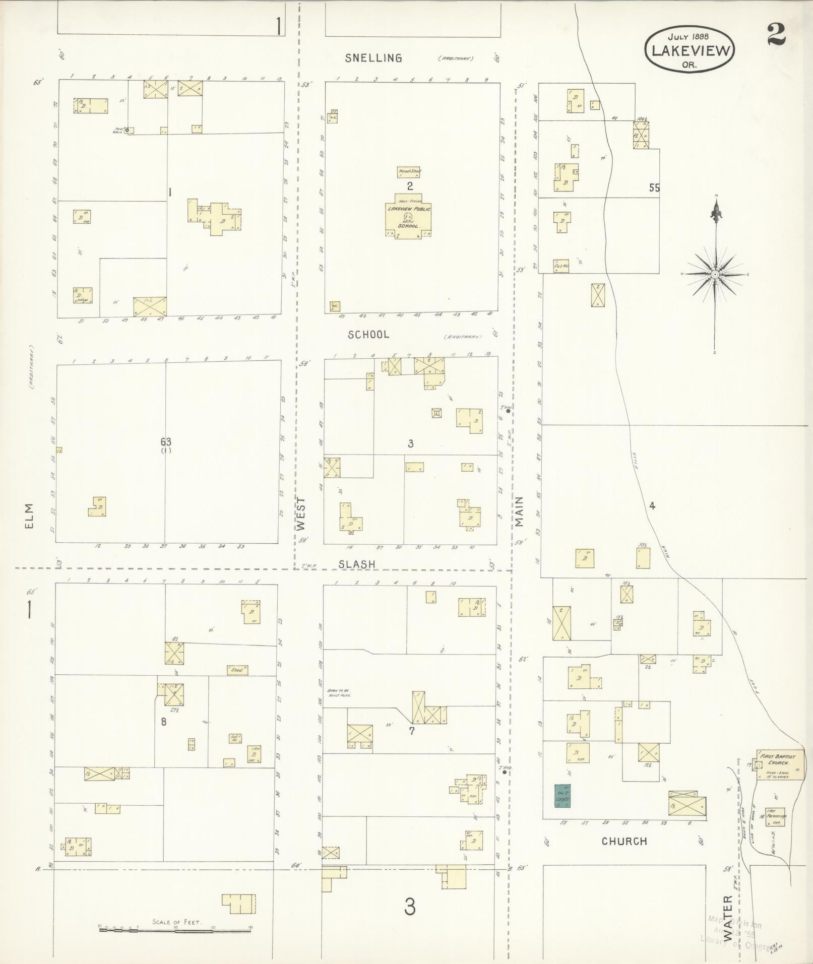 Sanborn Fire Insurance Map from Lakeview, Lake County, Oregon (1898), Sheet #0002 - Complete Map Set gallery image, historic Sanborn map, vintage wall art, Oregon Oregon
