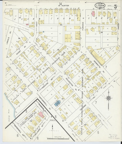 Sanborn Fire Insurance Map from Logan, Hocking County, Ohio (1914), Sheet #0005 - Complete Map Set gallery image, historic Sanborn map, vintage wall art, Ohio Ohio