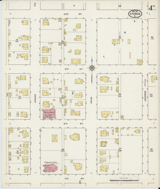 Sanborn Fire Insurance Map from Sturgis, Union County, Kentucky (1915), Sheet #0004 - Historic Sanborn Fire Insurance Map Print, vintage old map wall art, antique decor, genealogy gift, Kentucky Kentucky map