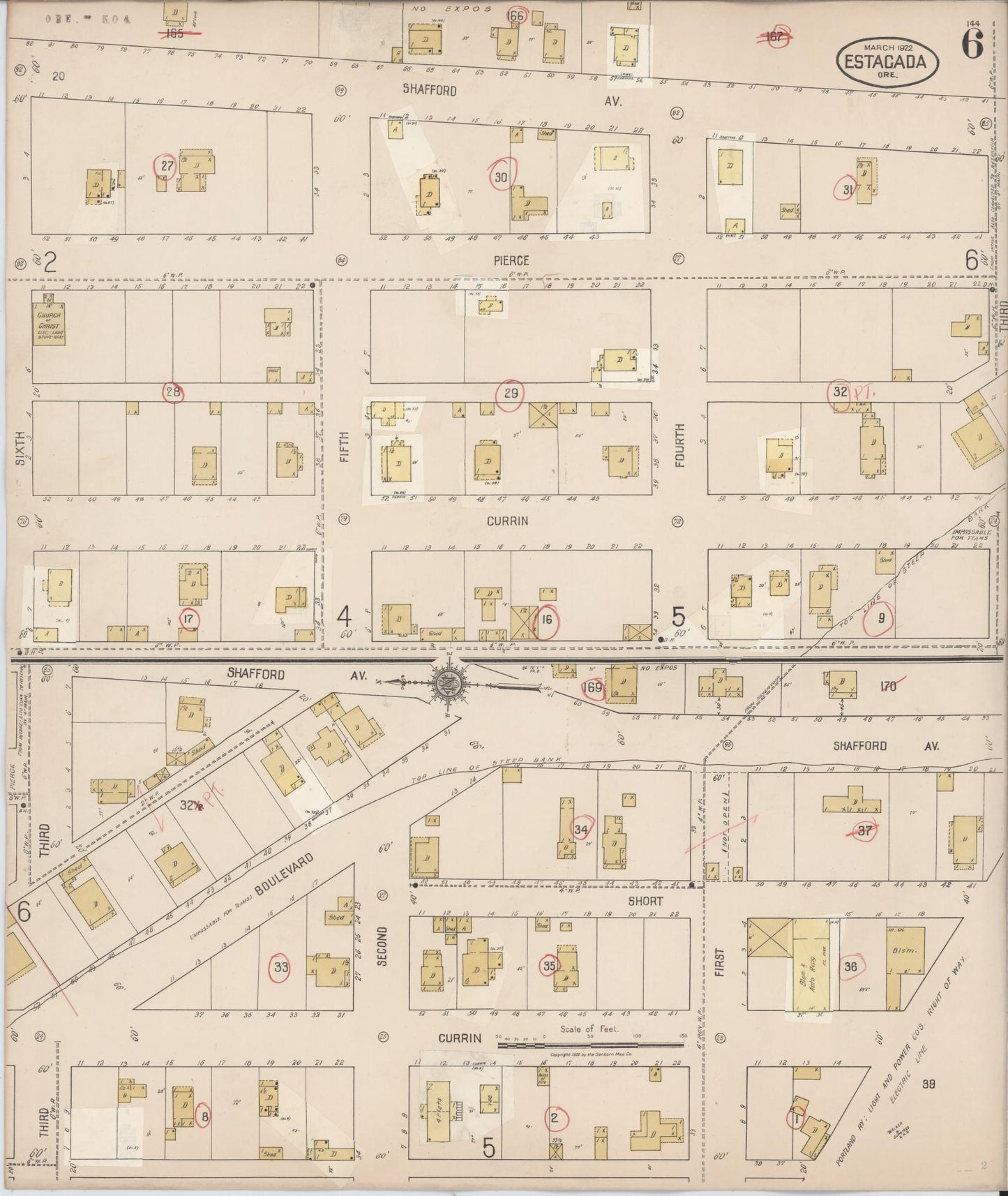 Sanborn Fire Insurance Map from Estacada, Clackamas County, Oregon (1931), Sheet #0006 - Complete Map Set gallery image, historic Sanborn map, vintage wall art, Oregon Oregon