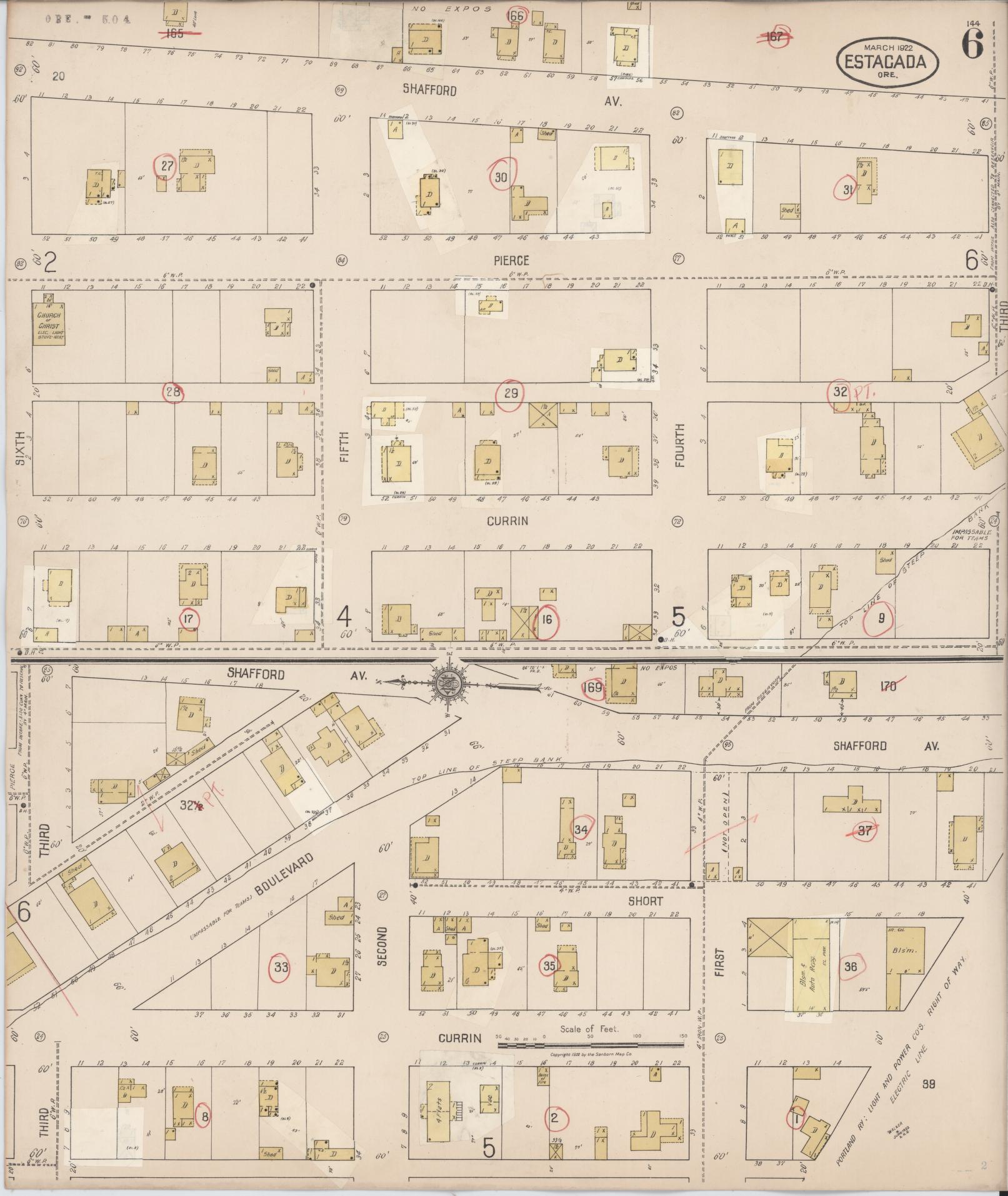 Sanborn Fire Insurance Map from Estacada, Clackamas County, Oregon (1931), Sheet #0006 - Complete Map Set gallery image, historic Sanborn map, vintage wall art, Oregon Oregon