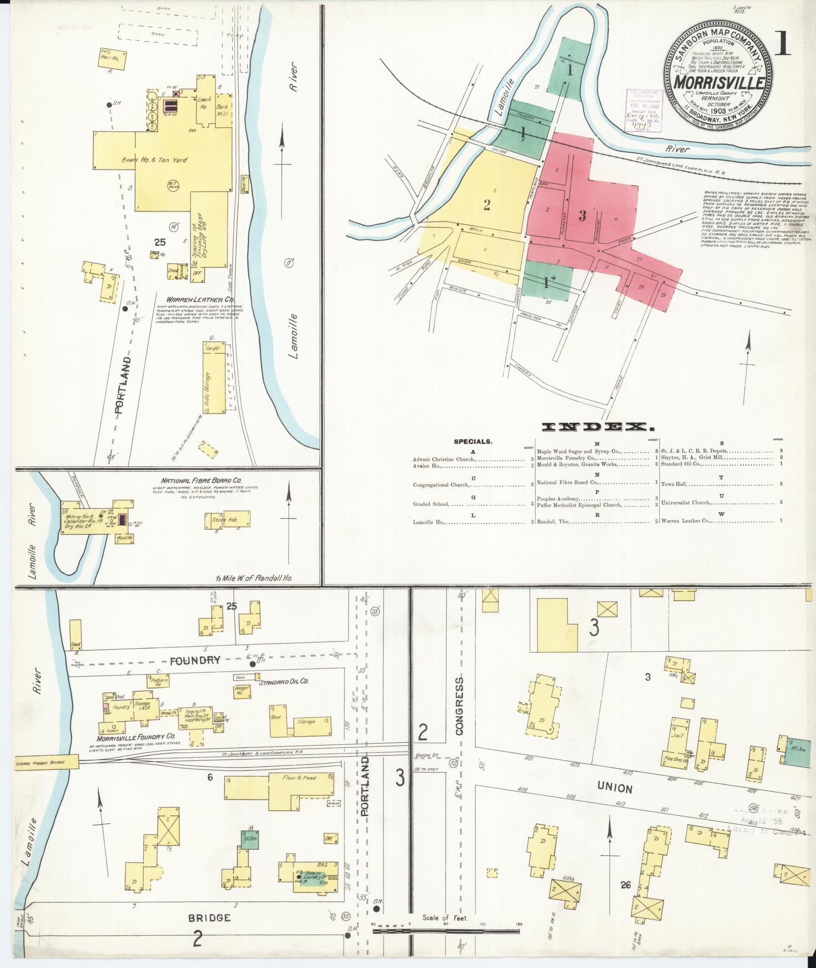 Sanborn Fire Insurance Map from Morrisville, Lamoille County, Vermont. (1903) – Historic Sanborn Fire Insurance Map Print
