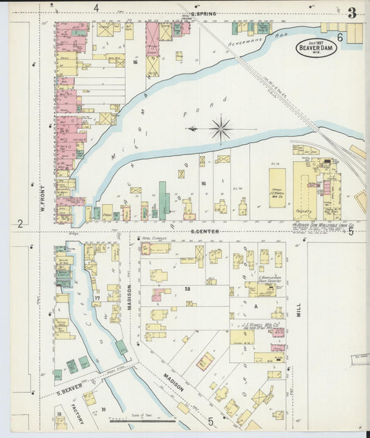 Sanborn Fire Insurance Map from Beaver Dam, Dodge County, Wisconsin (1897), Sheet #0003 - Historic Sanborn Fire Insurance Map Print, vintage old map wall art, antique decor, genealogy gift, Wisconsin Wisconsin map