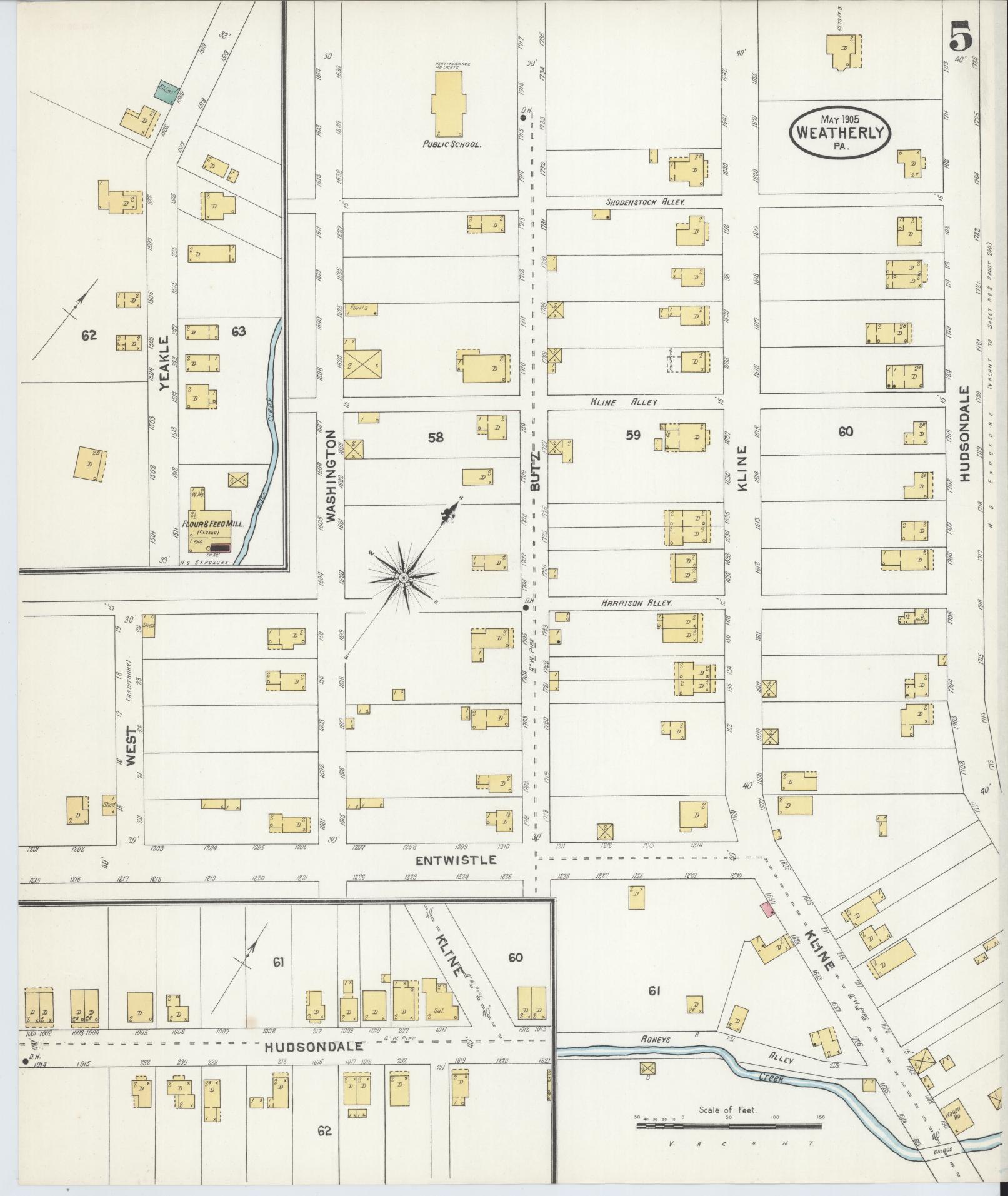 Sanborn Fire Insurance Map from Weatherly, Carbon County, Pennsylvania (1905), Sheet #0005 - Complete Map Set gallery image, historic Sanborn map, vintage wall art, Pennsylvania Pennsylvania