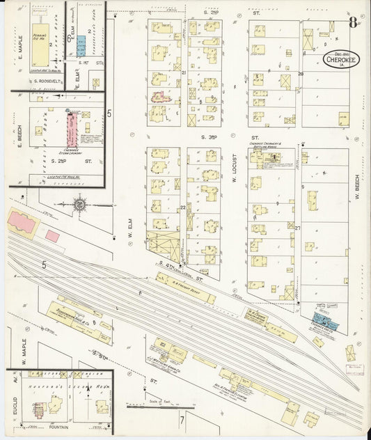 Sanborn Fire Insurance Map from Cherokee, Cherokee County, Iowa (1914), Sheet #0008 - Historic Sanborn Fire Insurance Map Print, vintage old map wall art