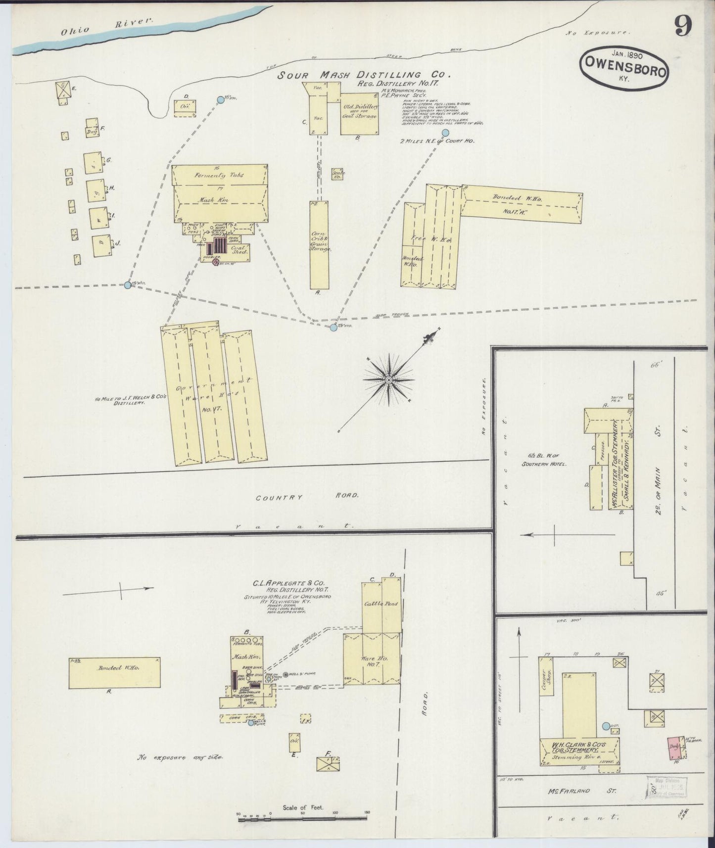 Sanborn Fire Insurance Map from Owensboro, Daviess County, Kentucky (1890), Sheet #0009 - Complete Map Set gallery image, historic Sanborn map, vintage wall art, Kentucky Kentucky