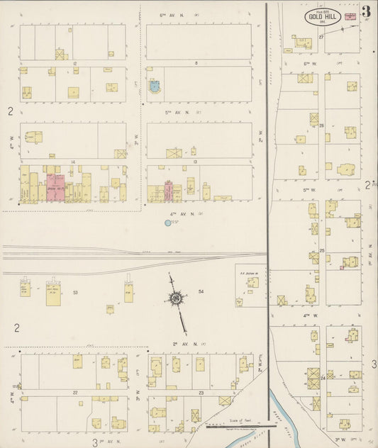 Sanborn Fire Insurance Map from Gold Hill, Jackson County, Oregon (1920), Sheet #0003 - Historic Sanborn Fire Insurance Map Print, vintage old map wall art, antique decor, genealogy gift, Oregon Oregon map