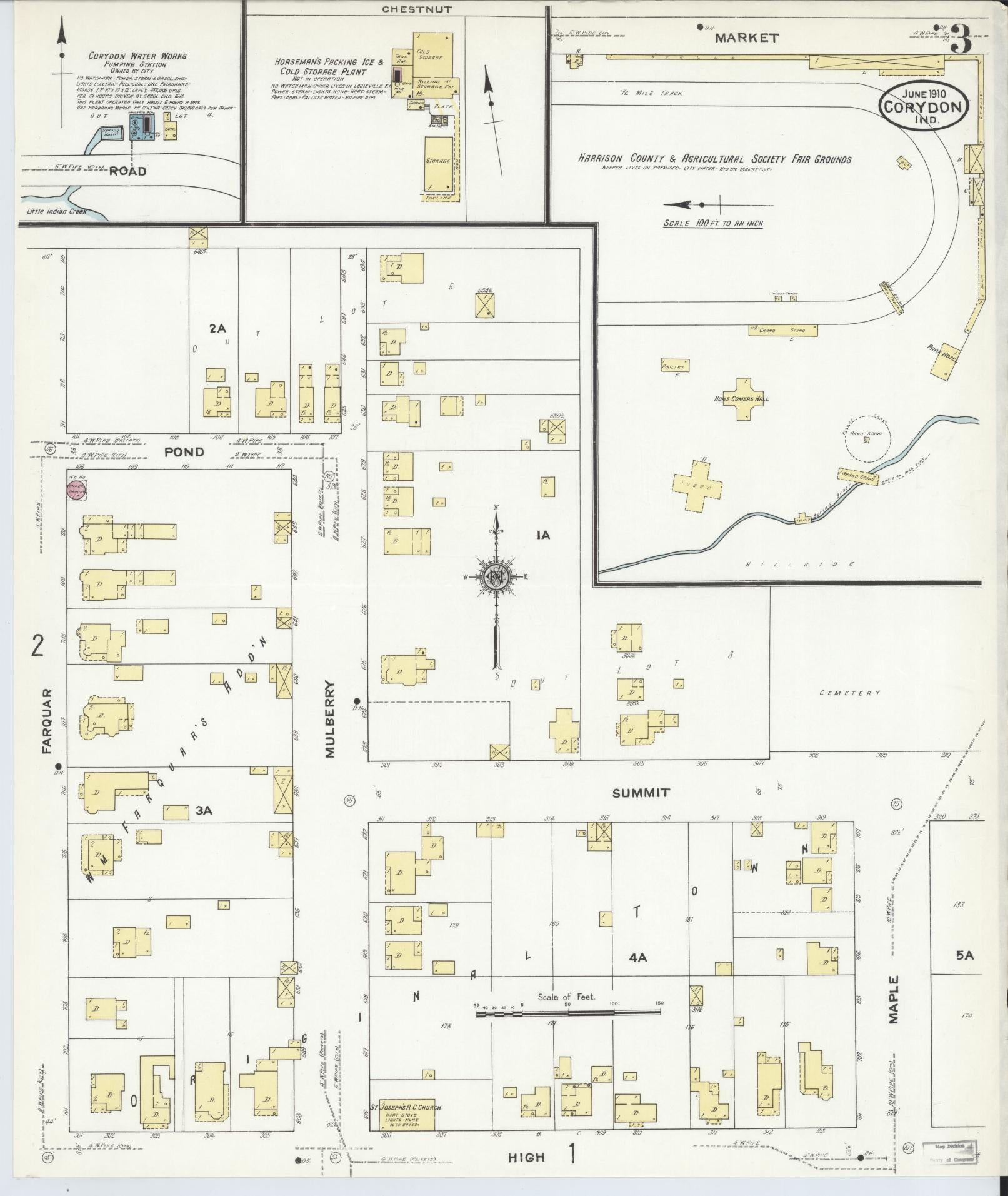 Sanborn Fire Insurance Map from Corydon, Harrison County, Indiana (1910), Sheet #0003 - Complete Map Set gallery image, historic Sanborn map, vintage wall art, Indiana Indiana