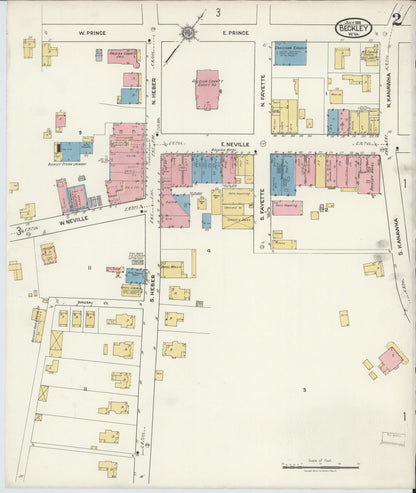 Sanborn Fire Insurance Map from Beckley, Raleigh County, West Virginia (1918), Sheet #0002 - Complete Map Set gallery image, historic Sanborn map, vintage wall art, West Virginia West Virginia