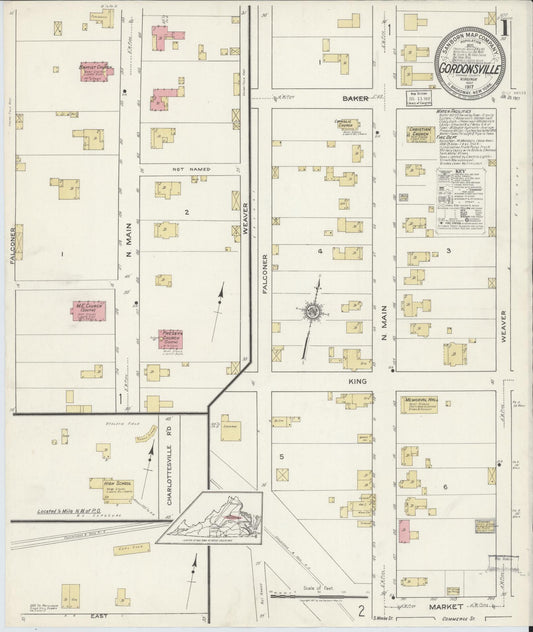 Sanborn Fire Insurance Map from Gordonsville, Orange County, Virginia (1917), Sheet #0001 - Complete Map Set gallery image, historic Sanborn map, vintage wall art, Virginia Virginia
