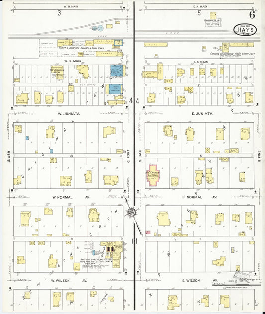 Sanborn Fire Insurance Map from Hays, Ellis County, Kansas (1918), Sheet #0006 - Historic Sanborn Fire Insurance Map Print, vintage old map wall art, antique decor, genealogy gift, Kansas Kansas map
