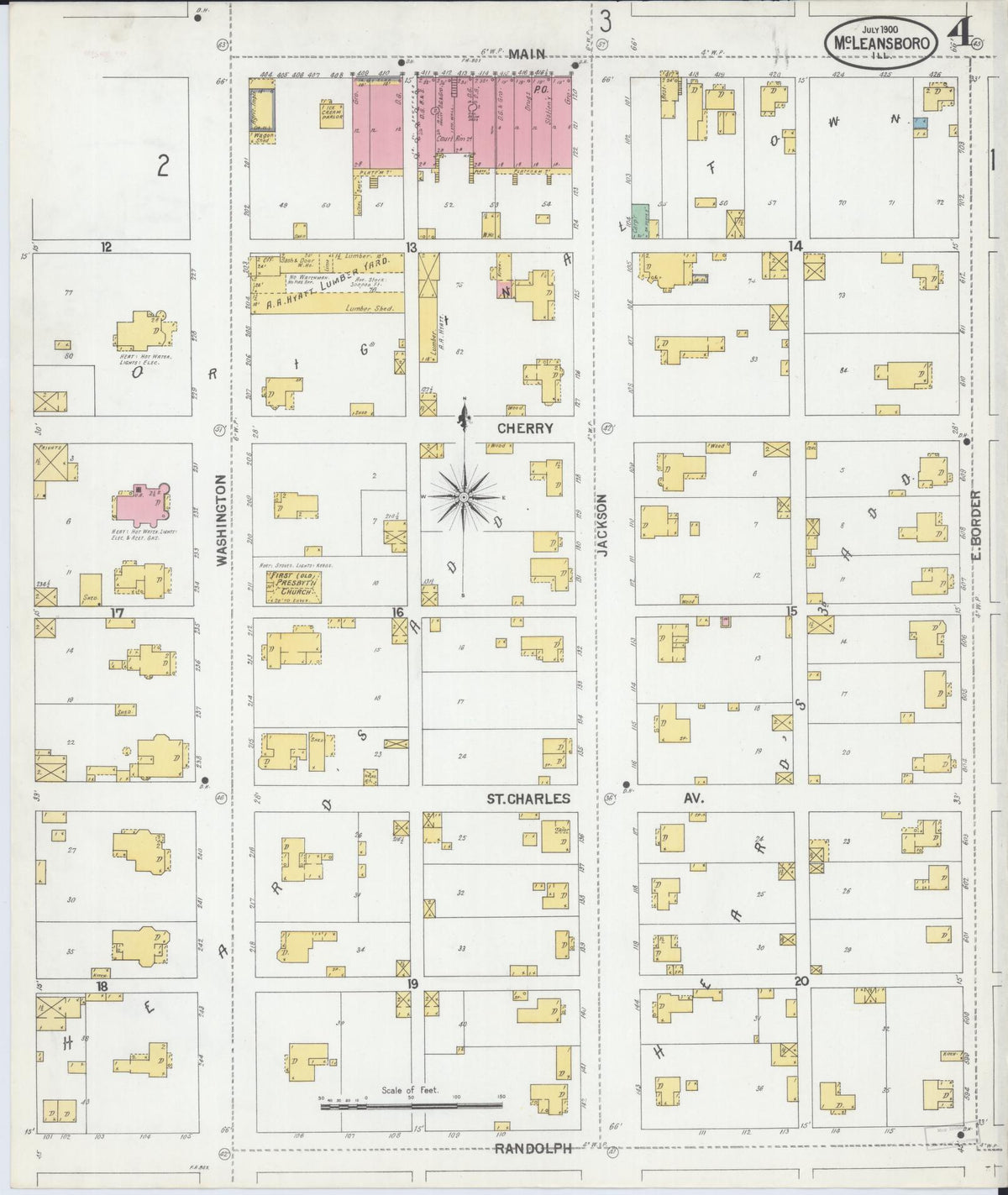 Sanborn Fire Insurance Map from Mcleansboro, Hamilton County, Illinois (1900), Sheet #0004 - Historic Sanborn Fire Insurance Map Print, vintage old map wall art, antique decor, genealogy gift, Illinois Illinois map