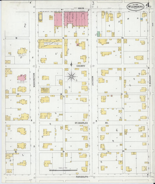 Sanborn Fire Insurance Map from Mcleansboro, Hamilton County, Illinois (1900), Sheet #0004 - Historic Sanborn Fire Insurance Map Print, vintage old map wall art, antique decor, genealogy gift, Illinois Illinois map