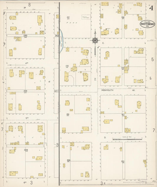Sanborn Fire Insurance Map from Independence, Polk County, Oregon (1913), Sheet #0004 - Historic Sanborn Fire Insurance Map Print, vintage old map wall art, antique decor, genealogy gift, Oregon Oregon map