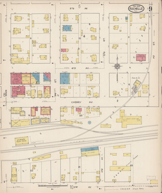 Sanborn Fire Insurance Map from Rochelle, Ogle County, Illinois (1922), Sheet #0009 - Historic Sanborn Fire Insurance Map Print, vintage old map wall art, antique decor, genealogy gift, Illinois Illinois map